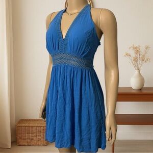 Charlotte Russe Blue Pleated Tie Front Mini Dress